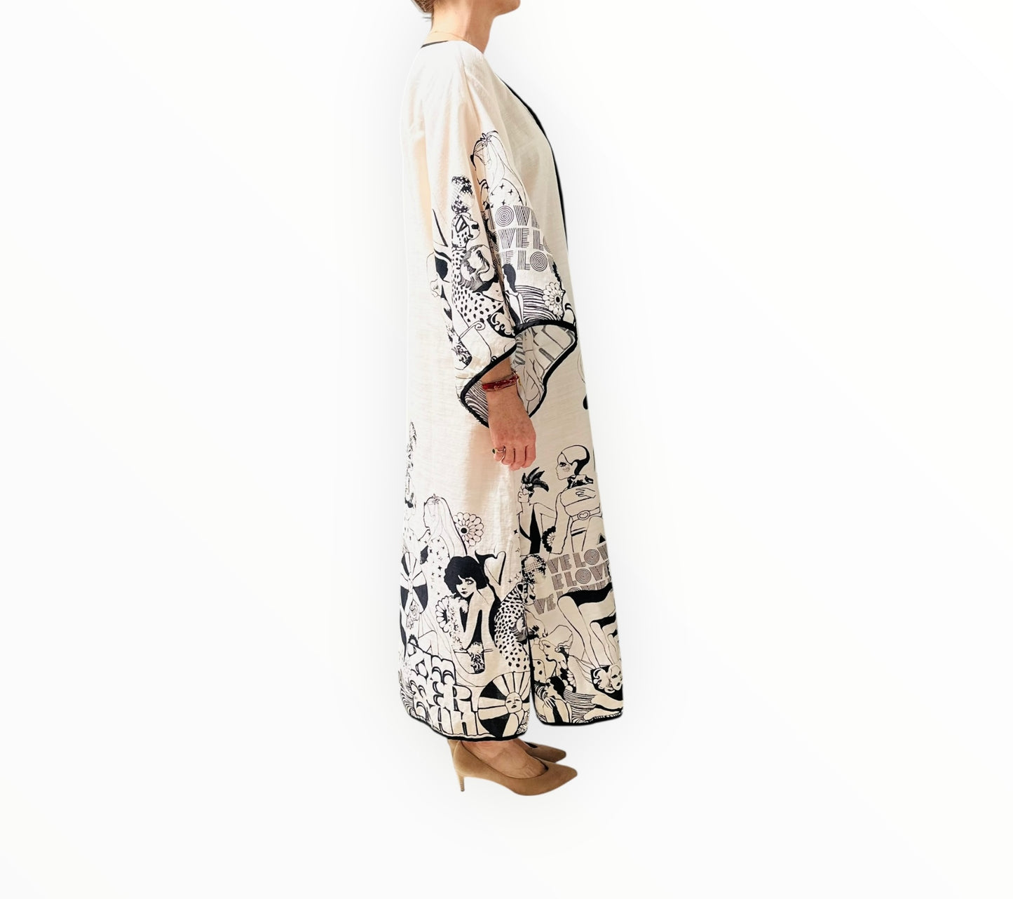 Zimmermann Maxine Caftan Dress - Black/Cream - Size 1