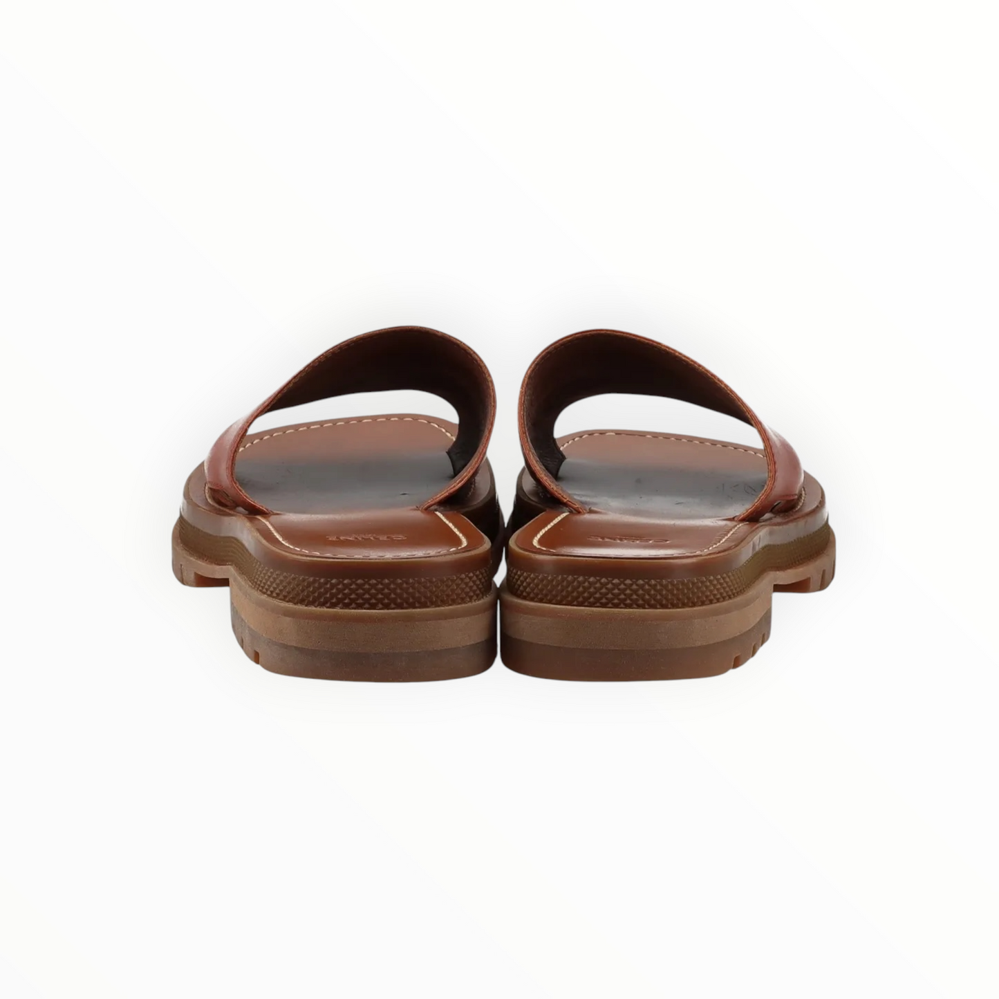 RT006238 - Celine Triomphe Leather Slides - Brown - Size 39