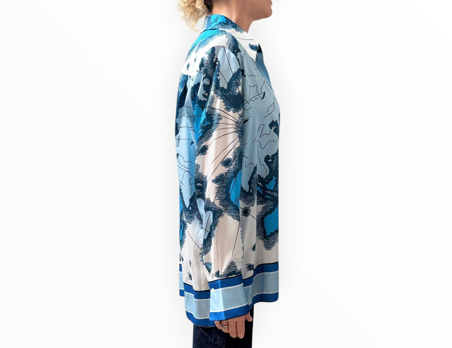 VVB by Victoria Beckham Map Print Shirt - Blue - Size 14
