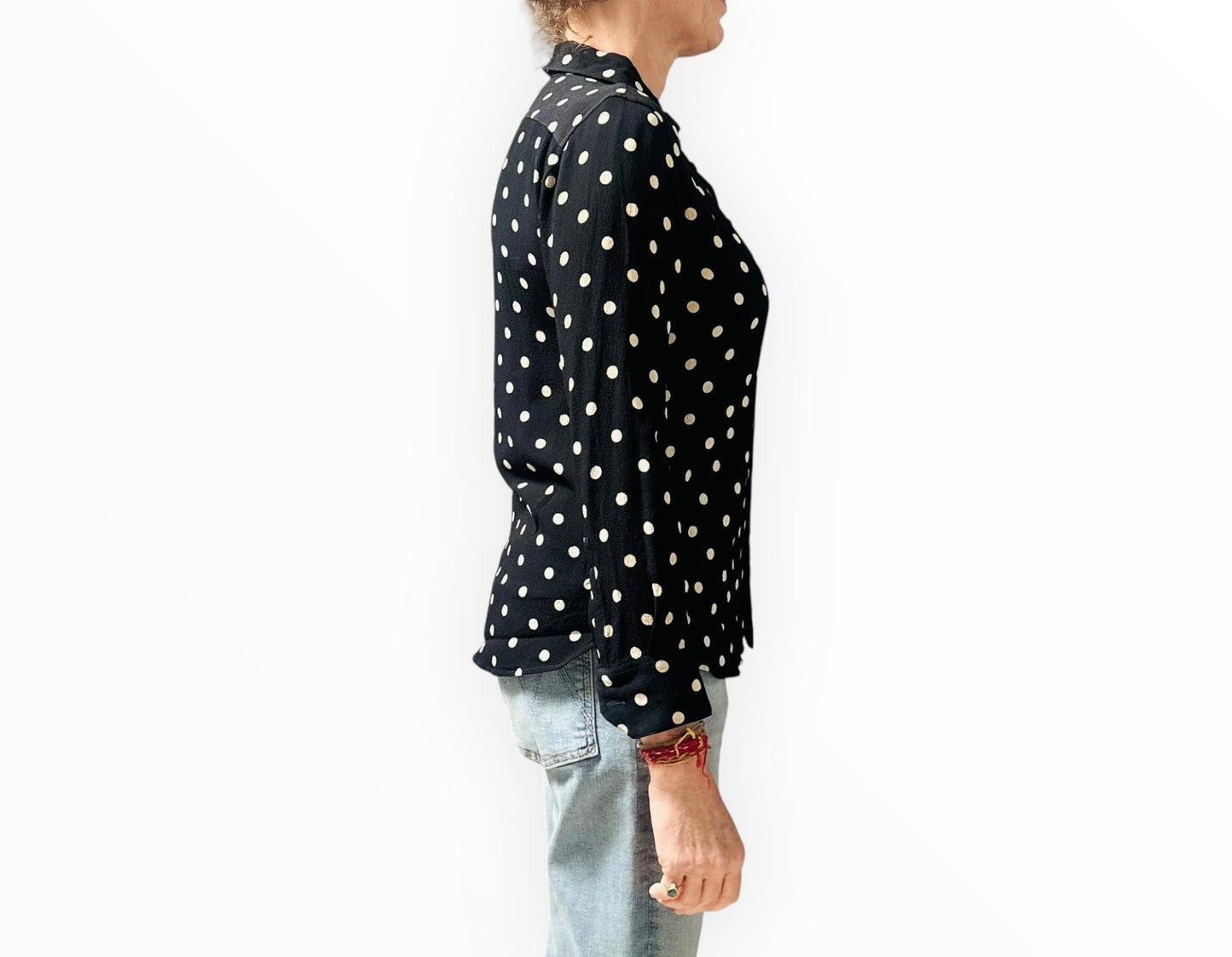 Saint Laurent Polka Dot Shirt - Black/Cream - Size 38
