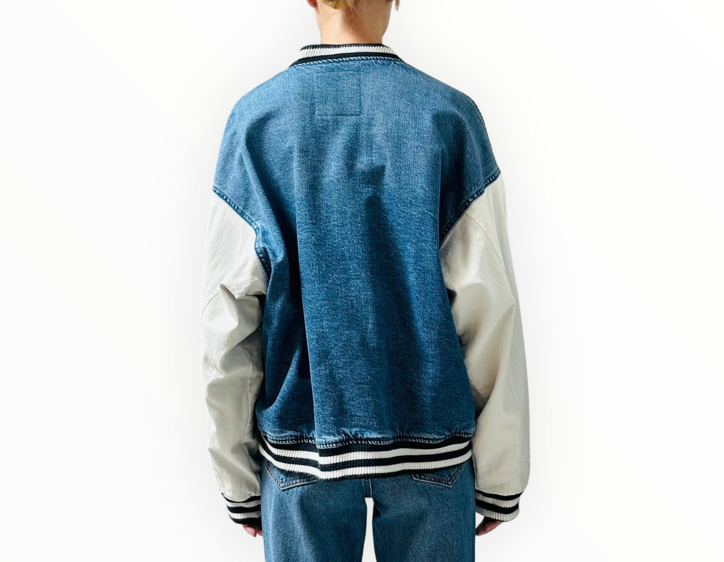 Mother Femme Fatale Varsity Jacket - Denim - Size S