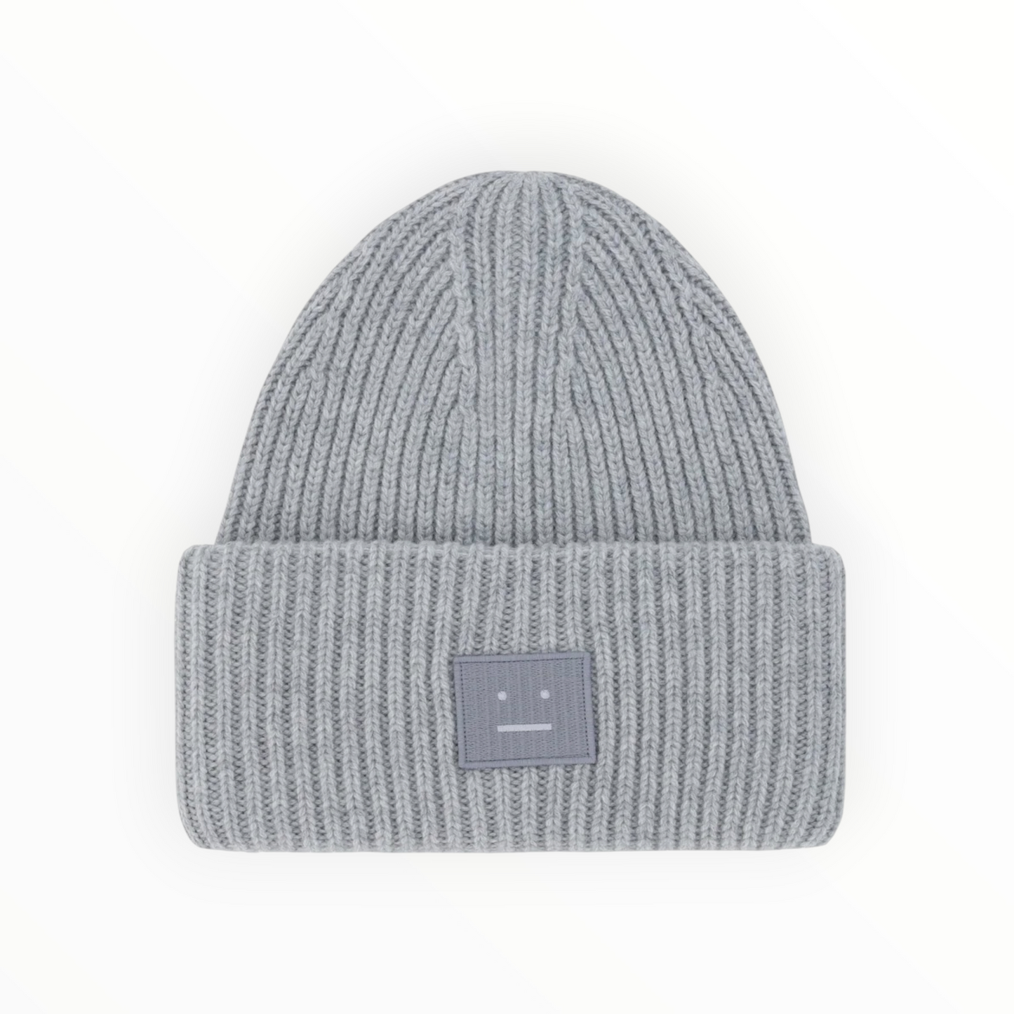 Acne Studios Face Logo Beanie- Grey - Size OS