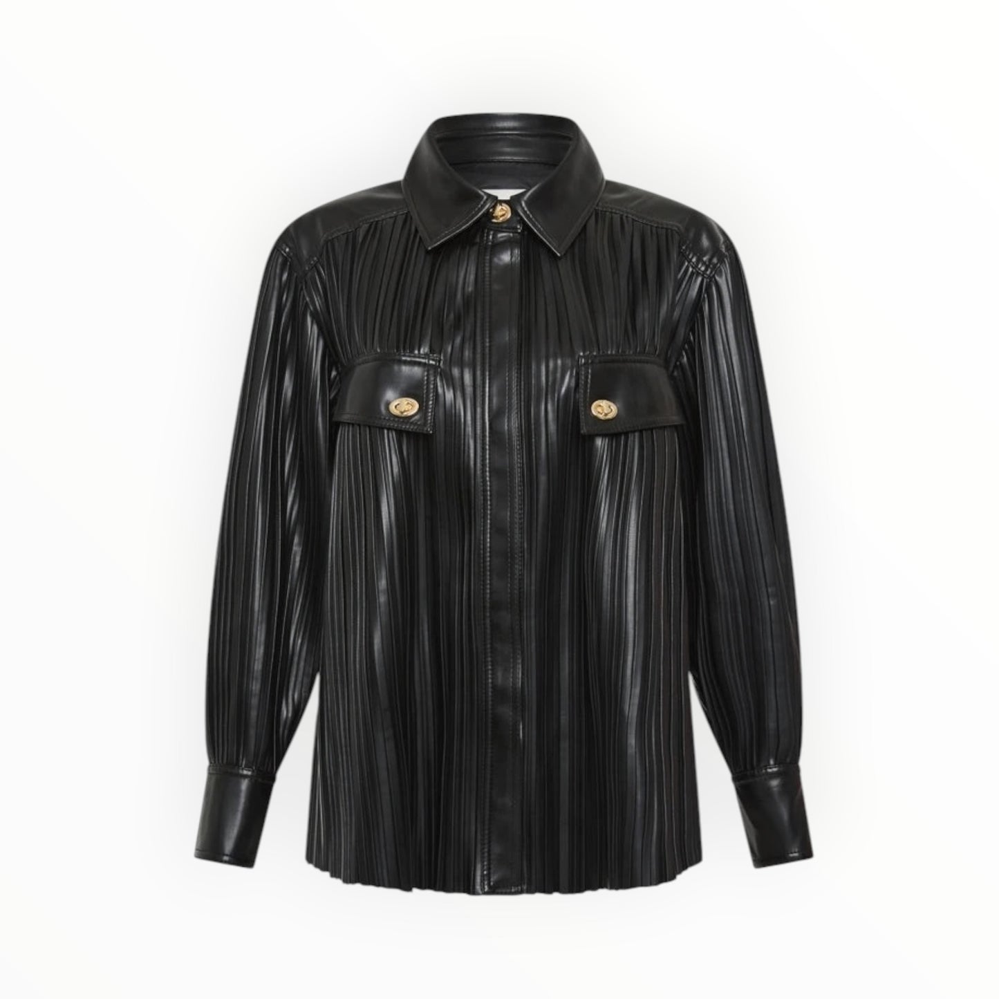 Aje Constantina Pleated Shirt - Black - Size 10