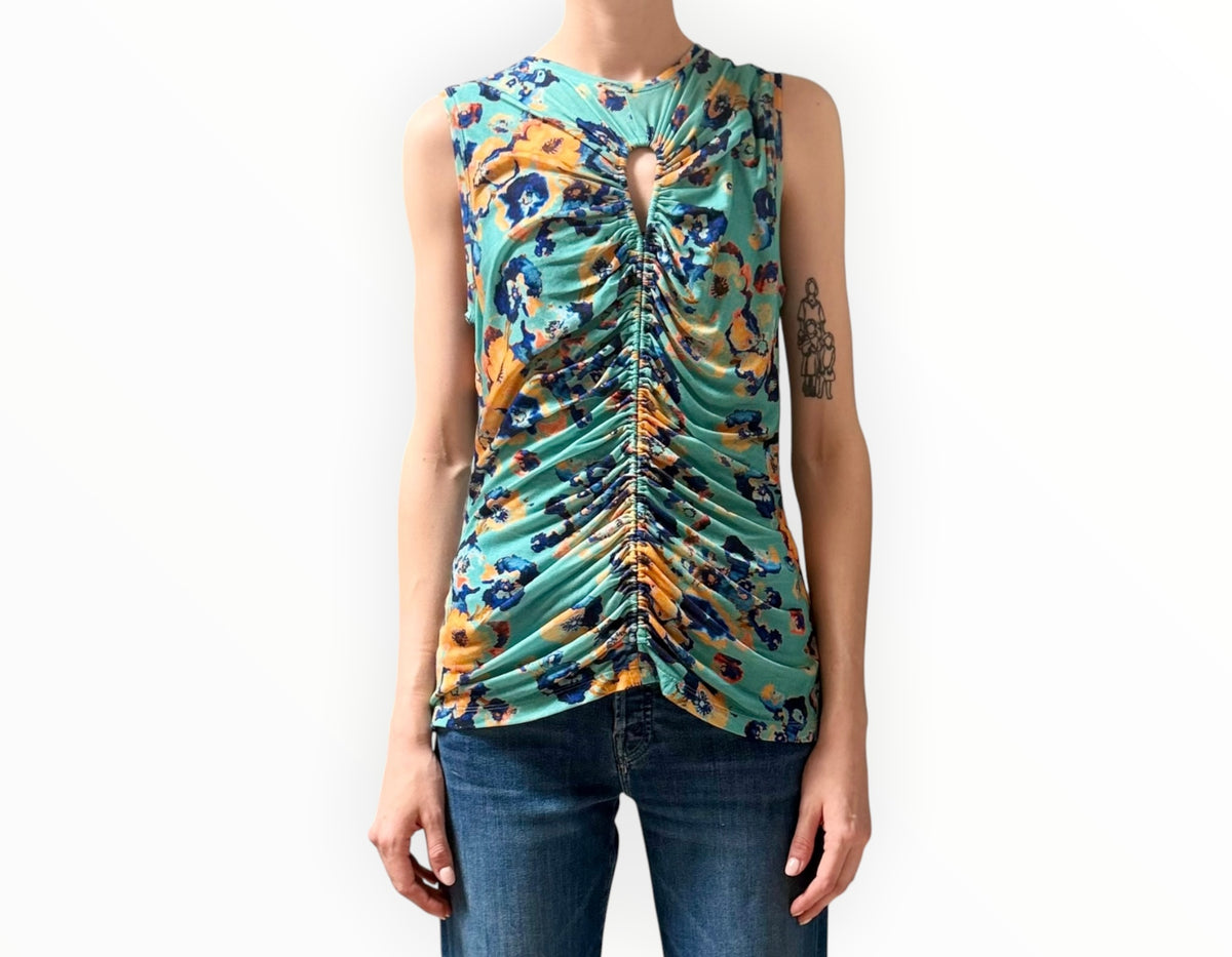 RT006336 - Ulla Johnson Gabi Top -Aqua/Blue/Orange - Size L