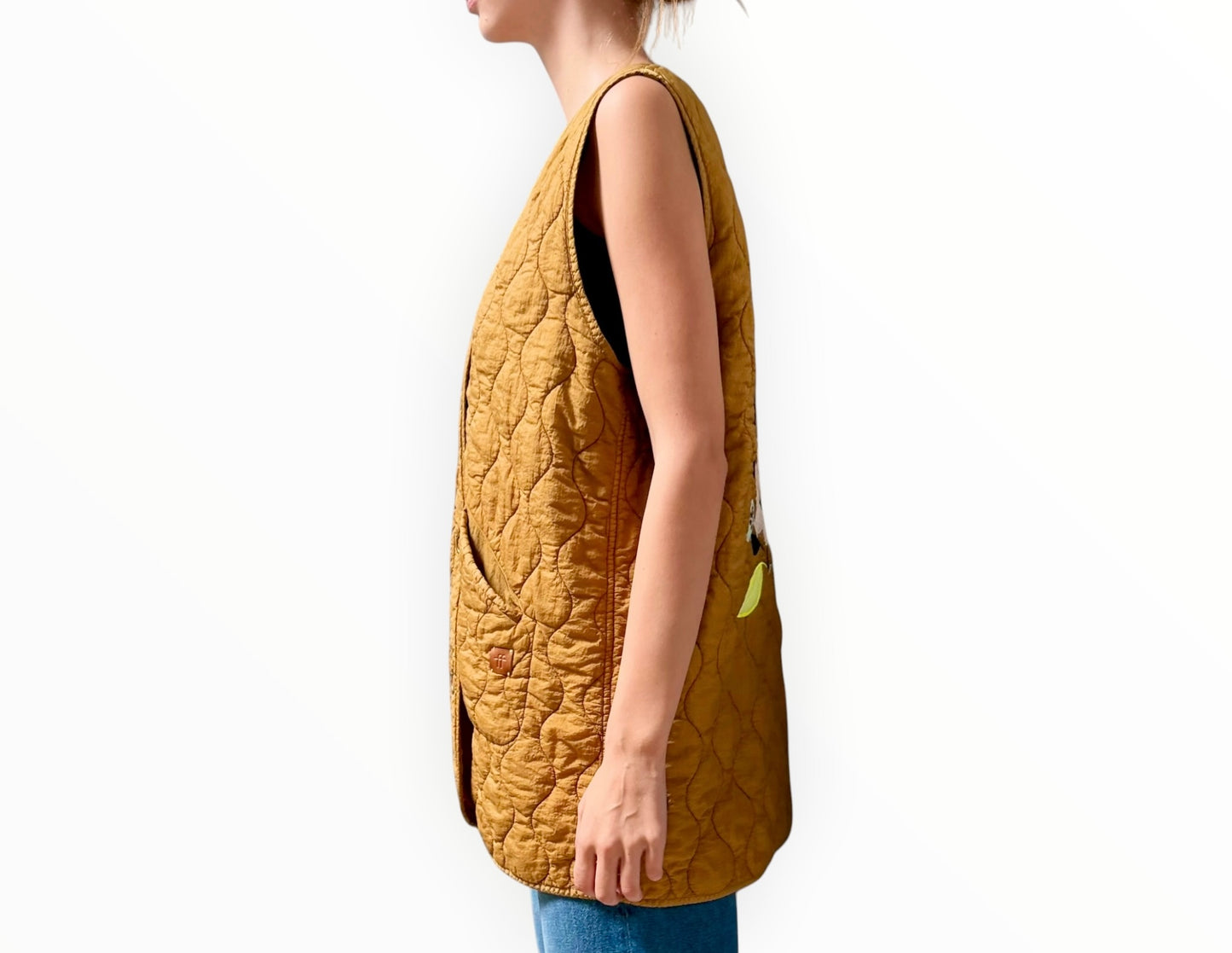 Forte Forte Padded Applique Vest - Mustard - Size II
