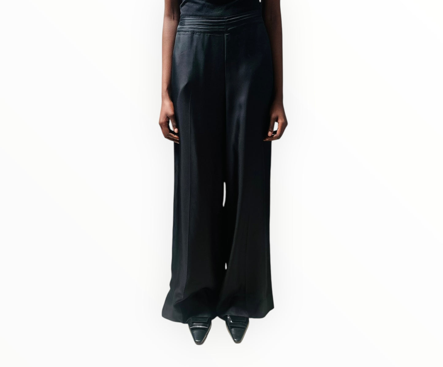 Jac + Jack Silk Wide Leg Pants - Black - Size AU12