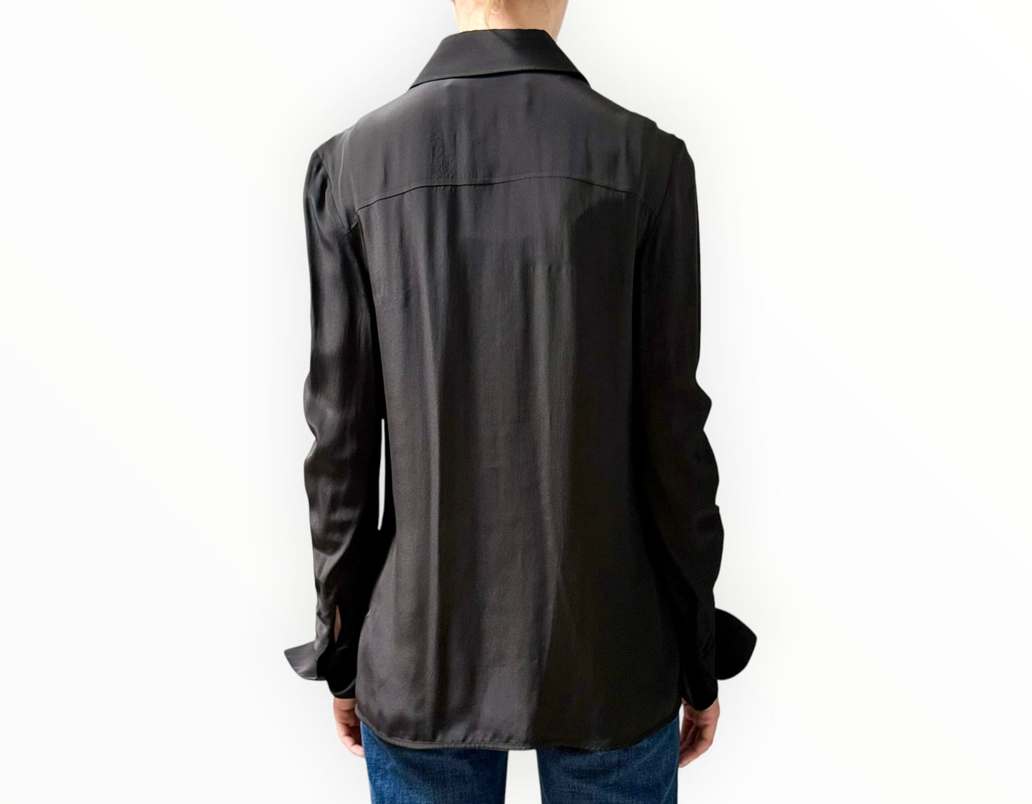 VVB by Victoria Beckham Classic Concealed Placket Shirt - Black - Size AU10