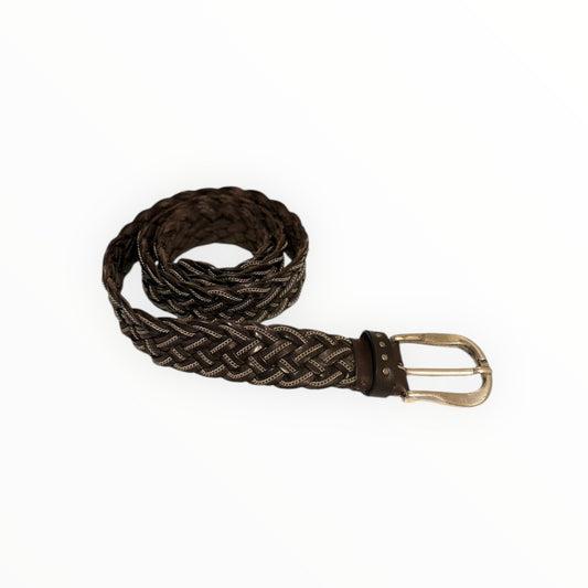 Post & Co Plaited Belt - Dark Brown -  Size 90cm