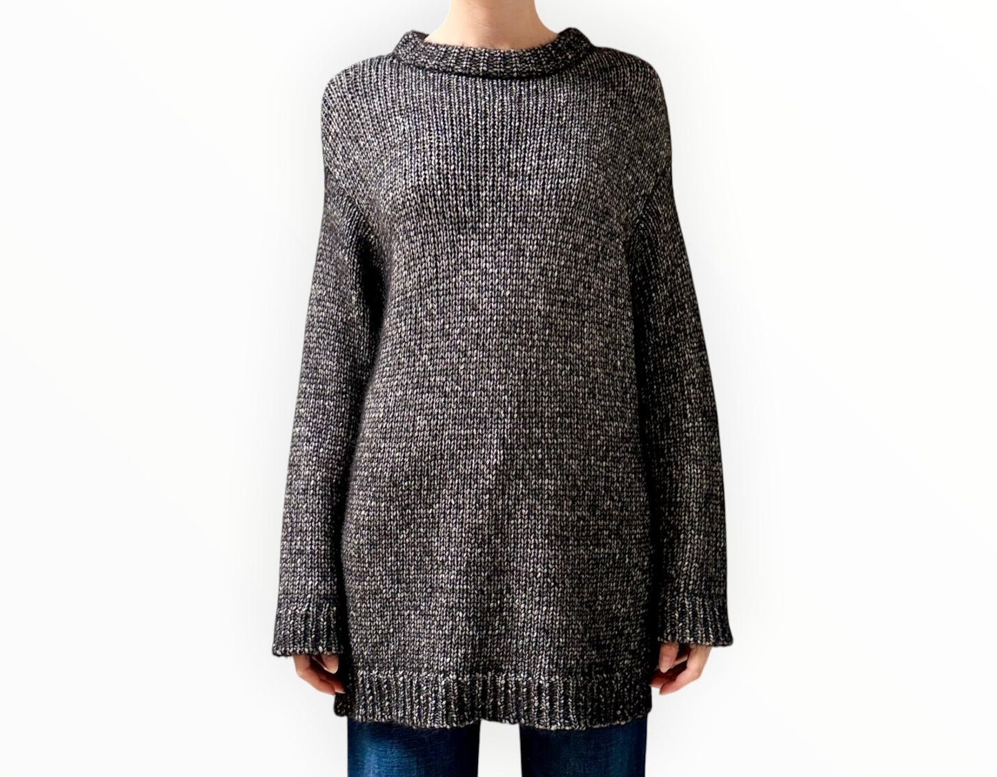 Scanlan Theodore Chunky Rib Marle Jumper - Black/Grey - Size OS