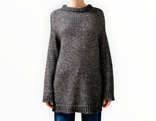 Scanlan Theodore Chunky Rib Marle Jumper - Black/Grey - Size OS