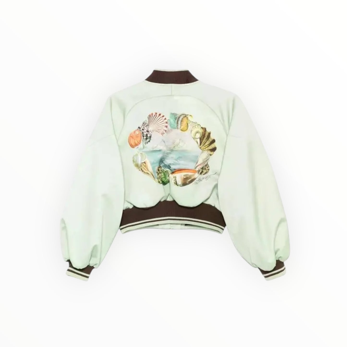 Alemais Opal Printed Satin Bomber Jacket - Mint - Size 10