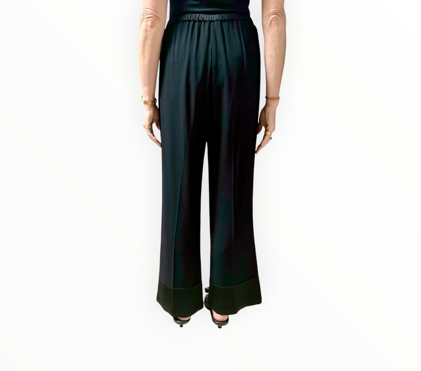 Forte Forte Contrast Hem Pants - Black - Size AU10