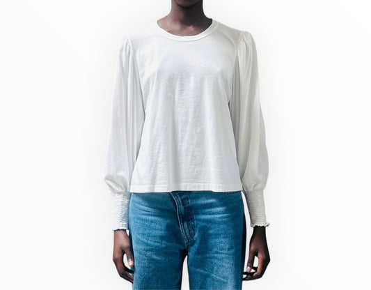 A.L.C Shirring Cuff Tee - White  - Size L