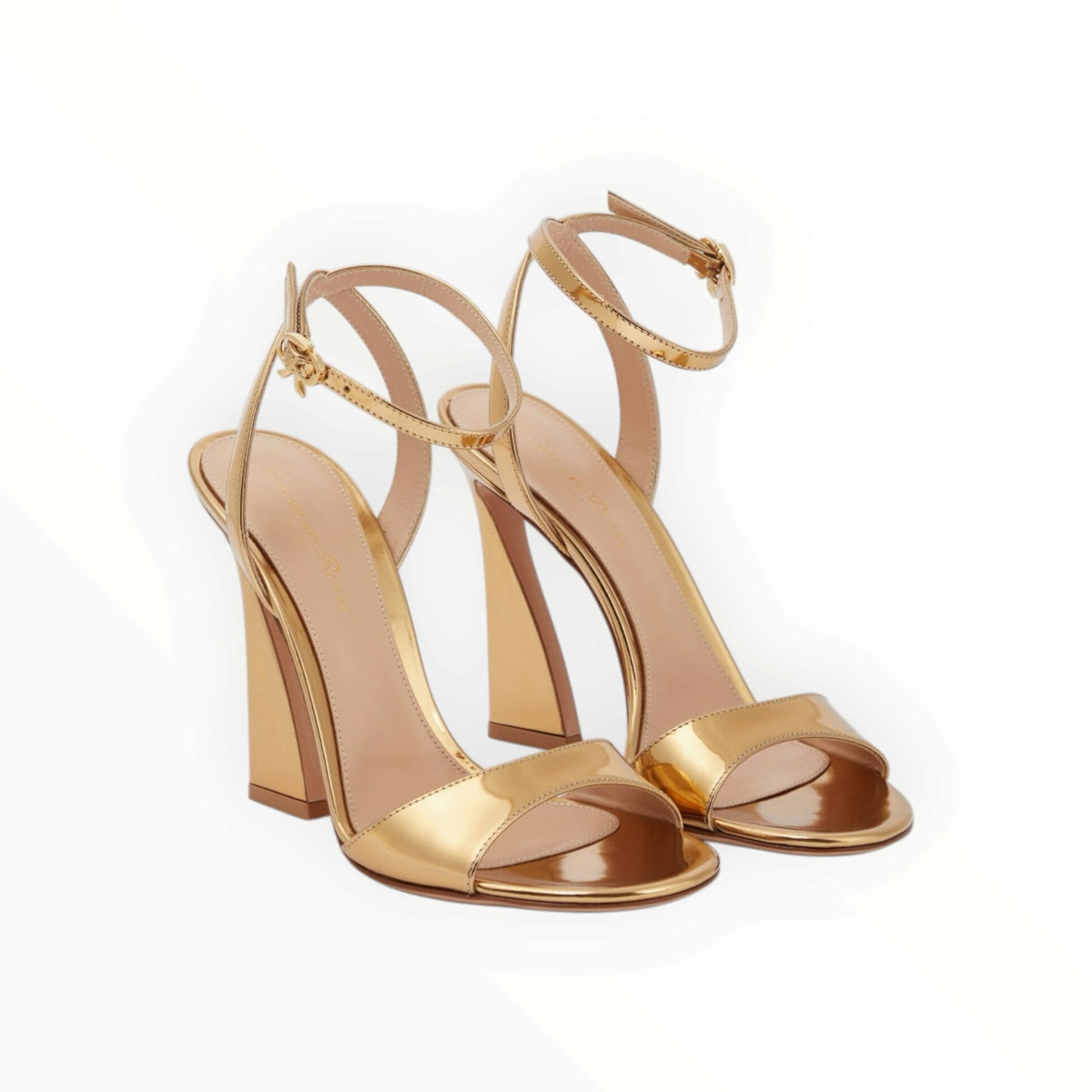 Gianvito Rossi Patent High Heel Sandals - Gold- Size 39
