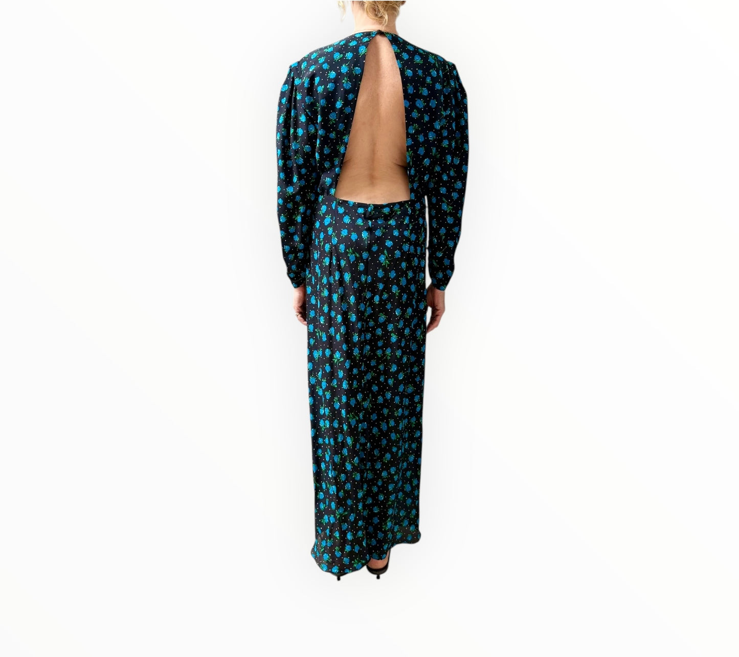 Rixo Paloma Dress - Black/Blue - Size 14