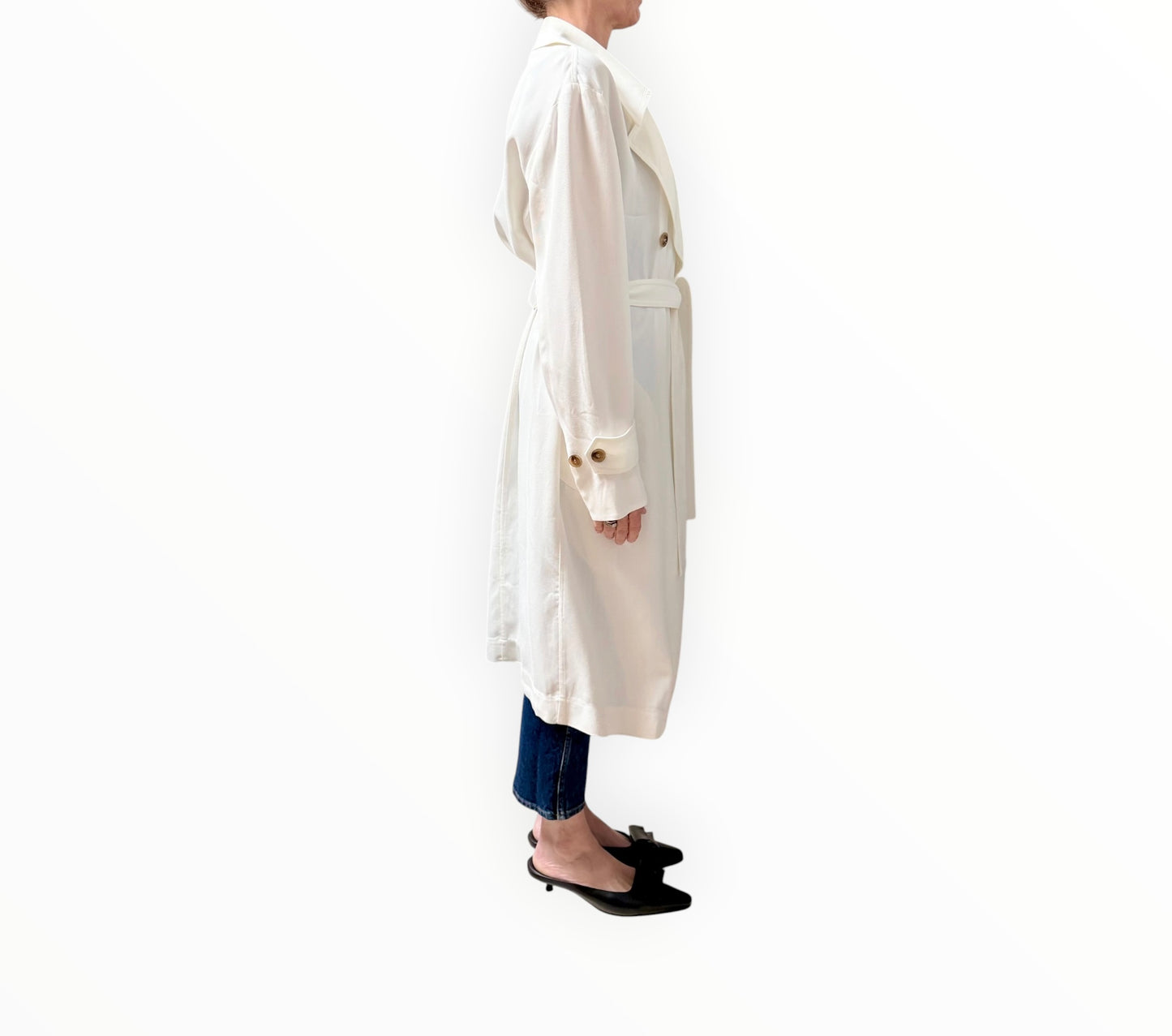 Bassike Twill Trench - Ivory - Size XXS