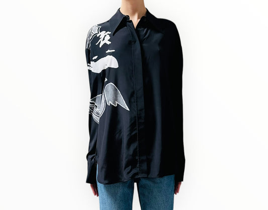 Camilla & Marc Nyra Printed Shirt - Black - Size 8