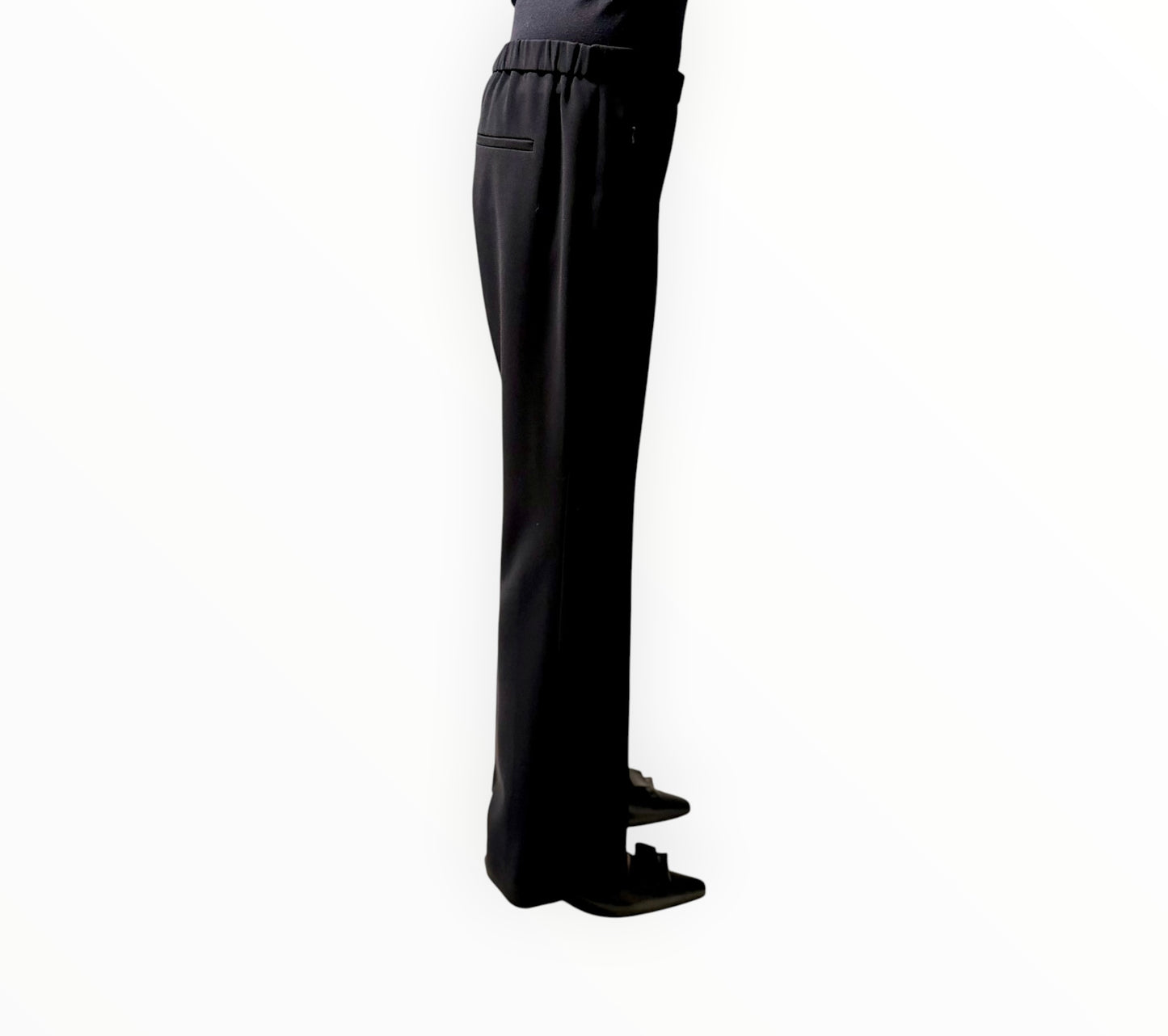 Theory Flat Front Half Back Elastic Pants - Black- Size AU12