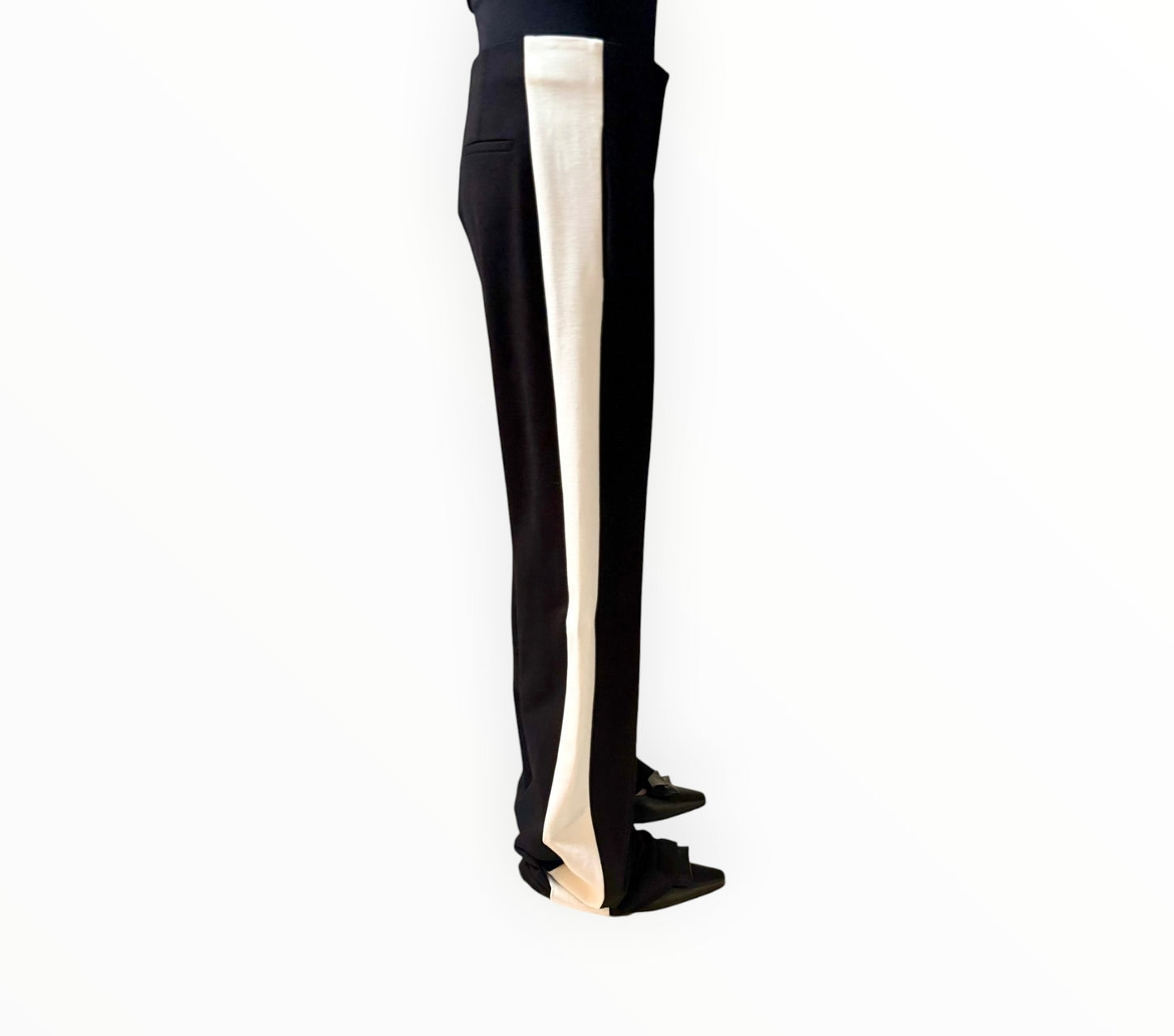 MSGM Ponte Side Stripe Pants - Black/White - Size 40