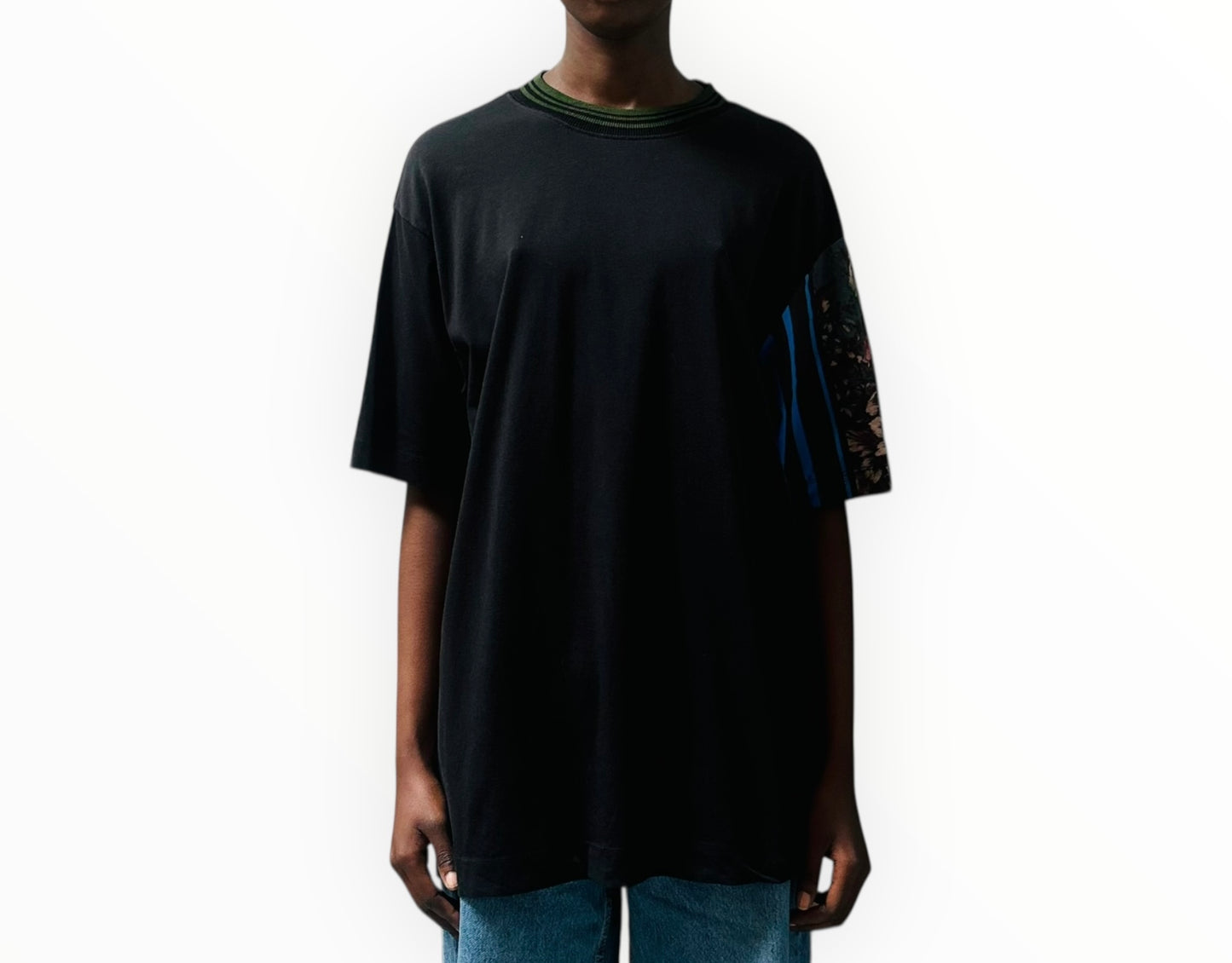 Dries Van Noten Printed Sleeve Tee - Black - Size XL