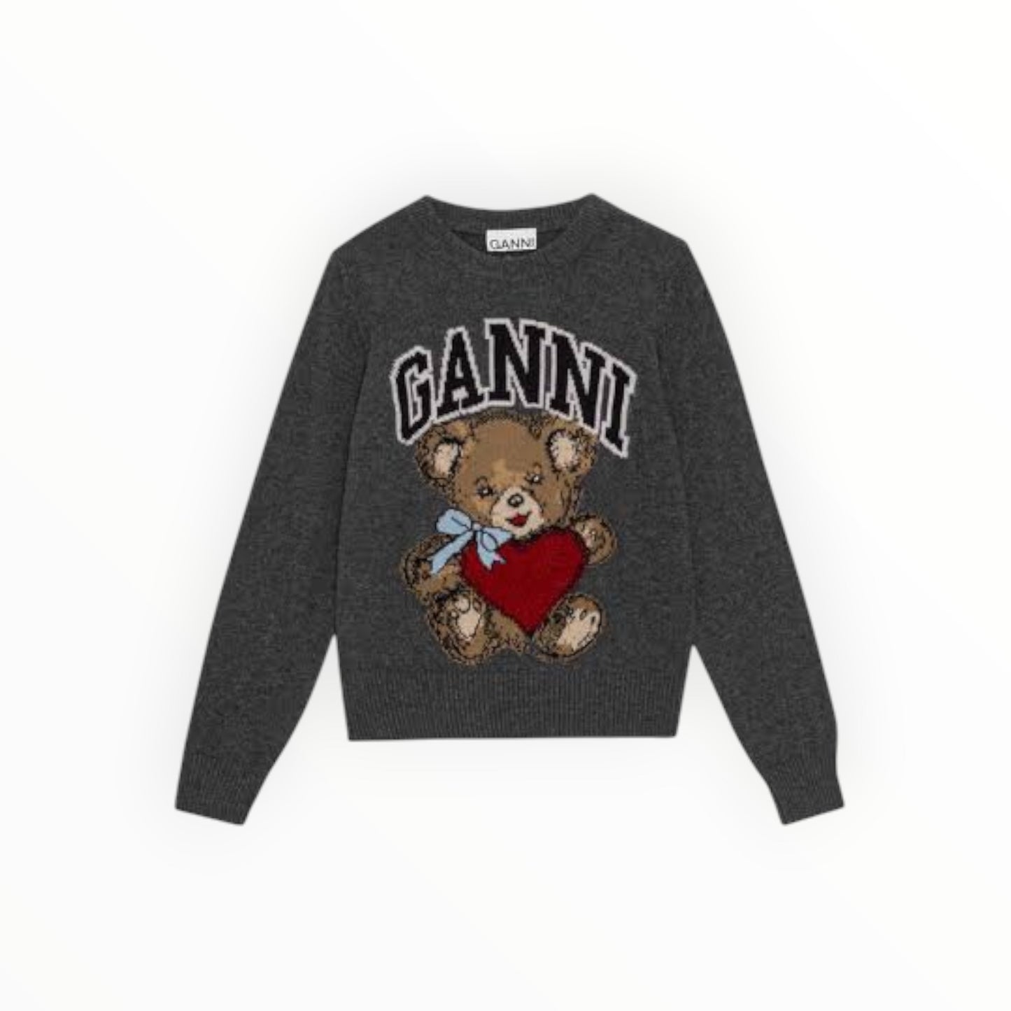 Ganni Graphic Bear Jumper - Dark Grey - Size M