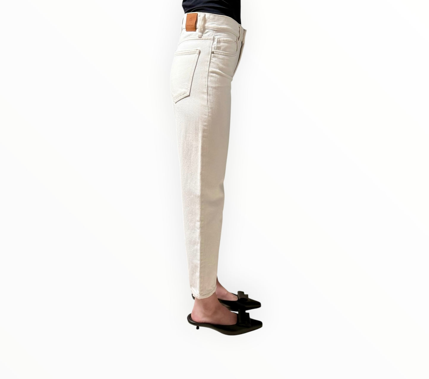 Anine Bing Straight Leg Cropped Jeans - White - Size 24