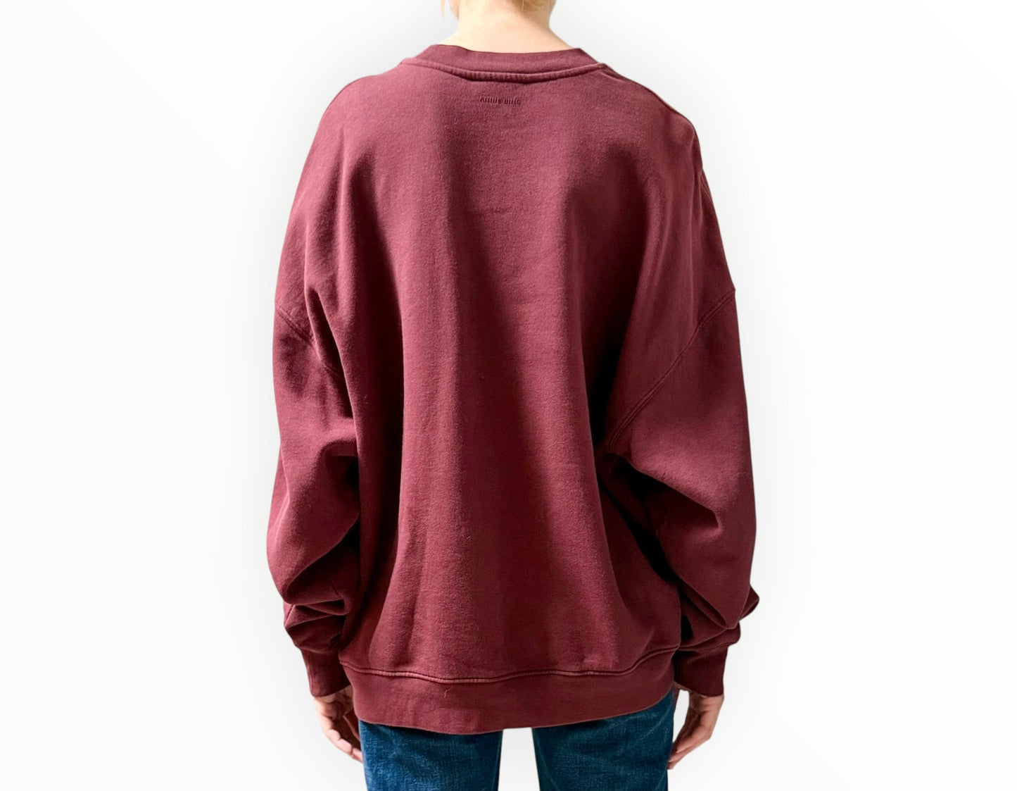 Anine Bing Miles Sweatshirt- Burgundy - Size XS