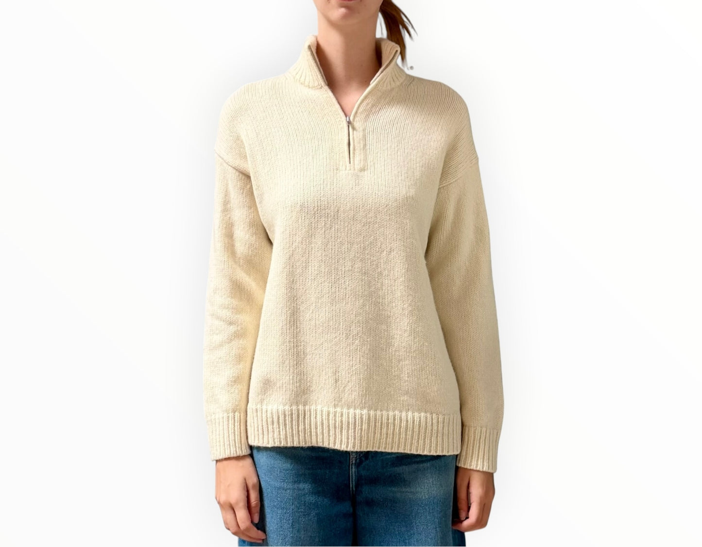 Theory 1/2 Zip Jumper - Ivory - Size S
