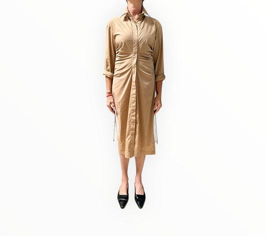 Scanlan Theodore Gathered Dress - Camel - Size AU8