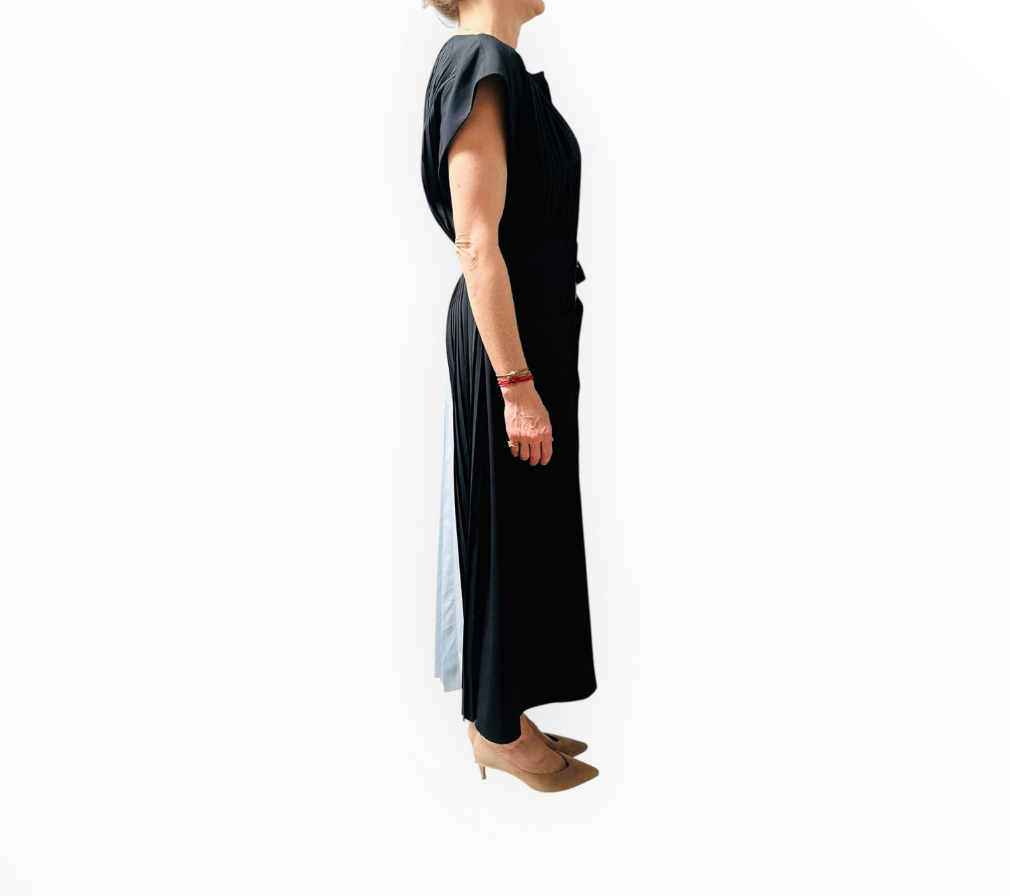Tibi Edith Pleated Dress - Black Multi - Size M