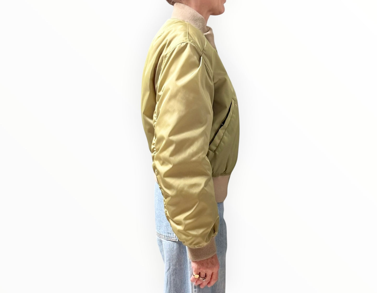 Victoria Beckham Cropped Bomber Jacket - Avocado - SIze L
