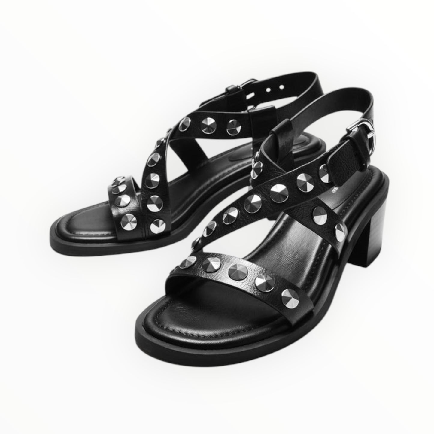 Rag & Bone Geo Studded Sandals - Black - Size 40