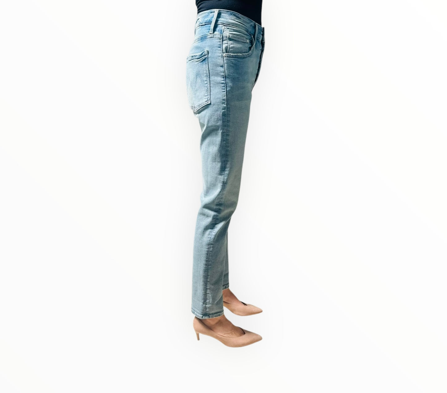 Mother Cuffed Hem Button Fly Jeans - Pale Blue - Size 26