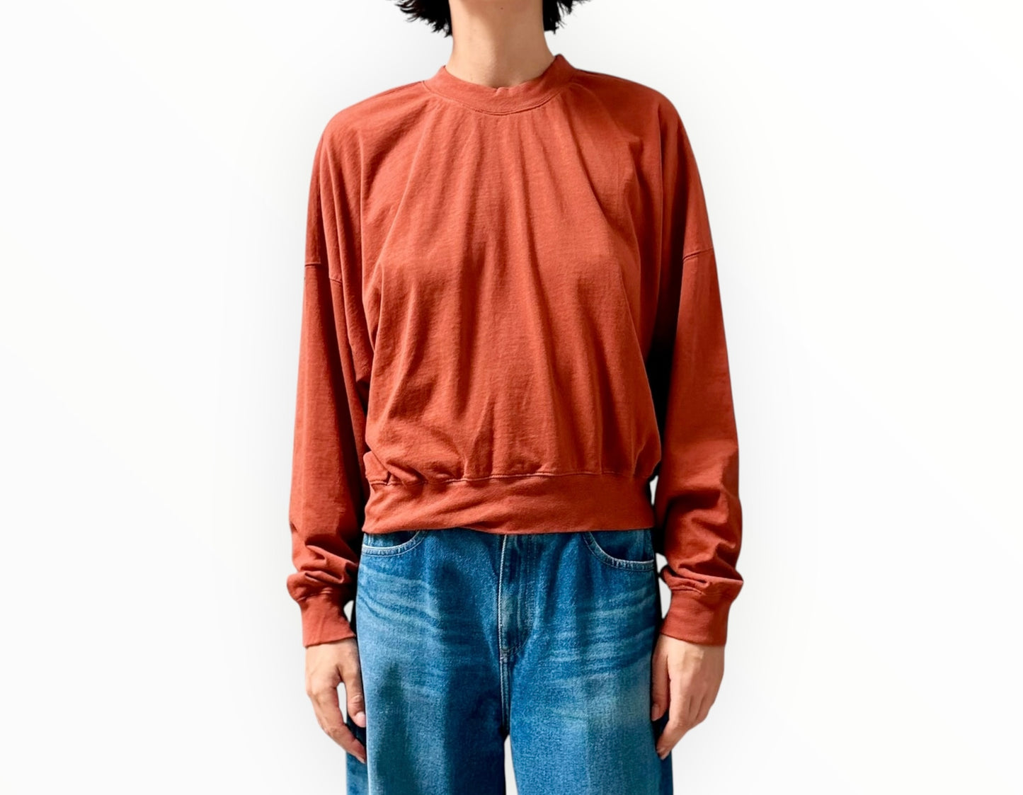 Bassike Cropped Sweat - Terracotta - Size S