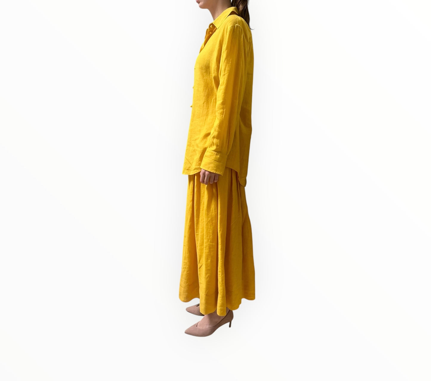 Chloe Shirt and Skirt Set - Mustard - Size 36