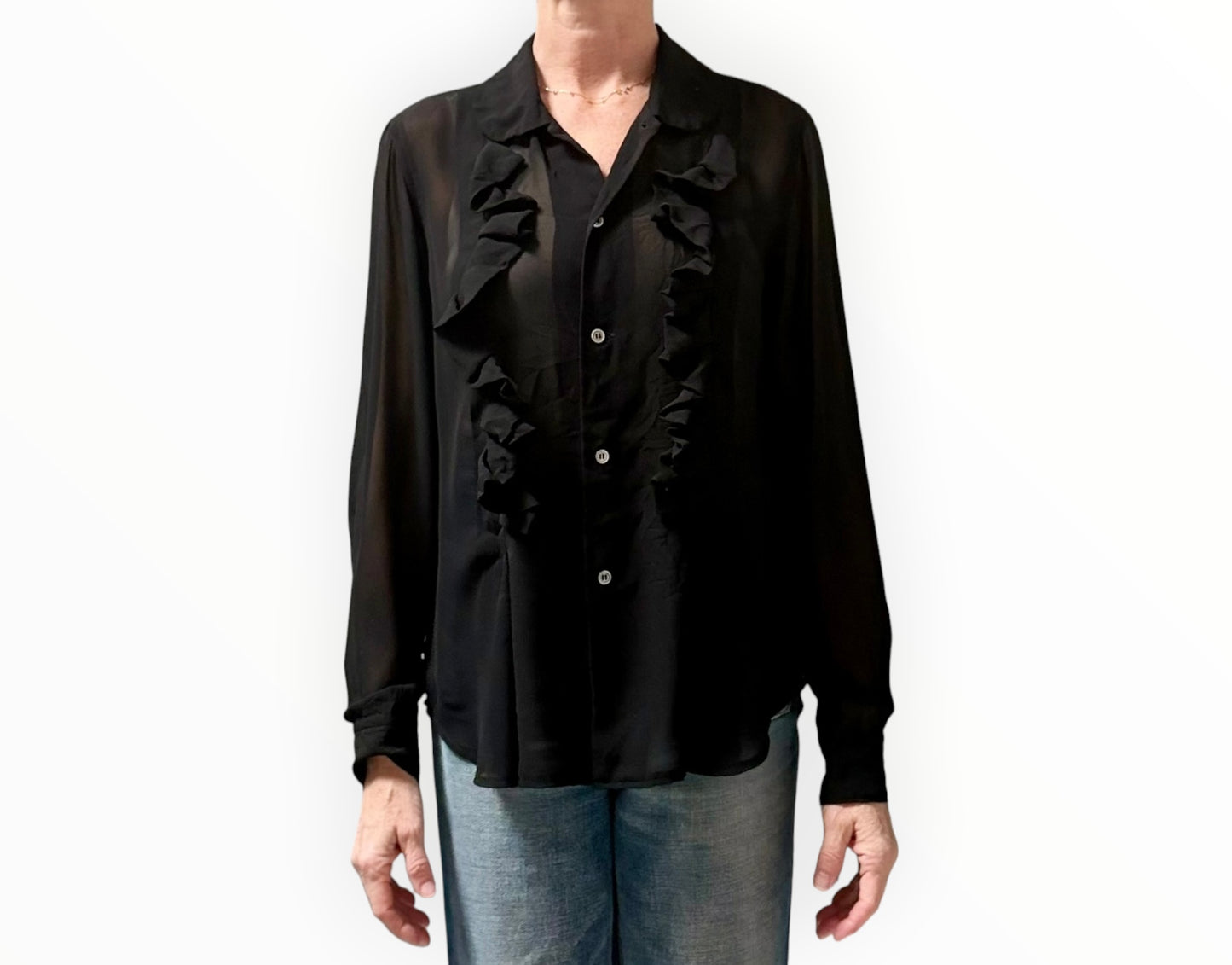 Commes Des Garçons Ruffle Shirt - Black - Size M