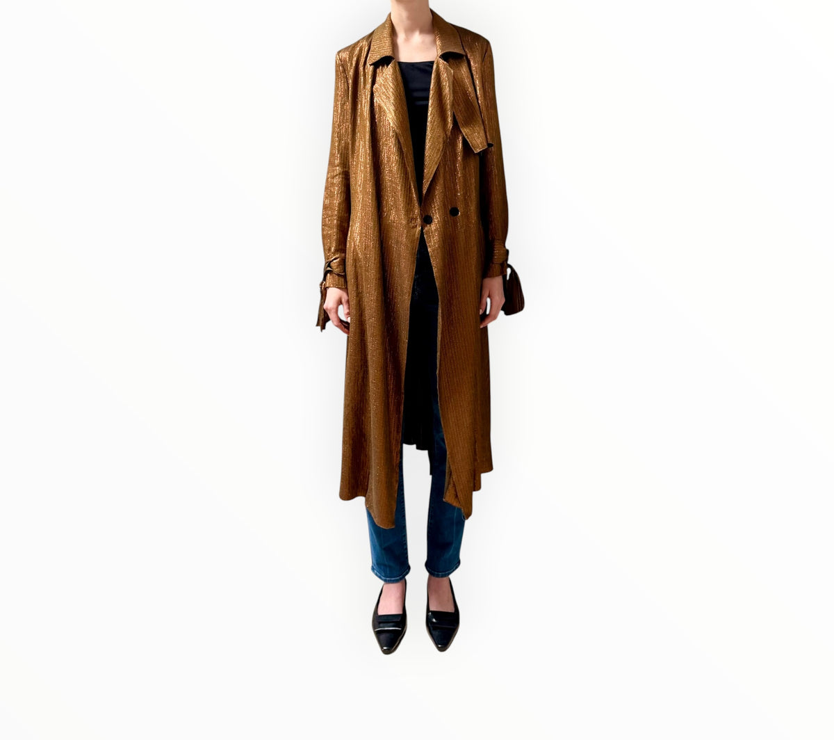 RT006499 - Forte Forte Metallic Trench Coat - Khaki/Orange - Size 1