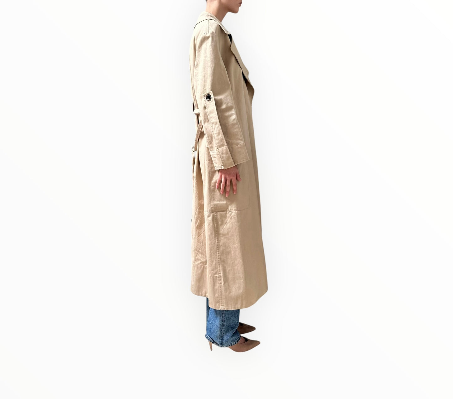 Bassike Trench-Style Coat - Beige - Size 0