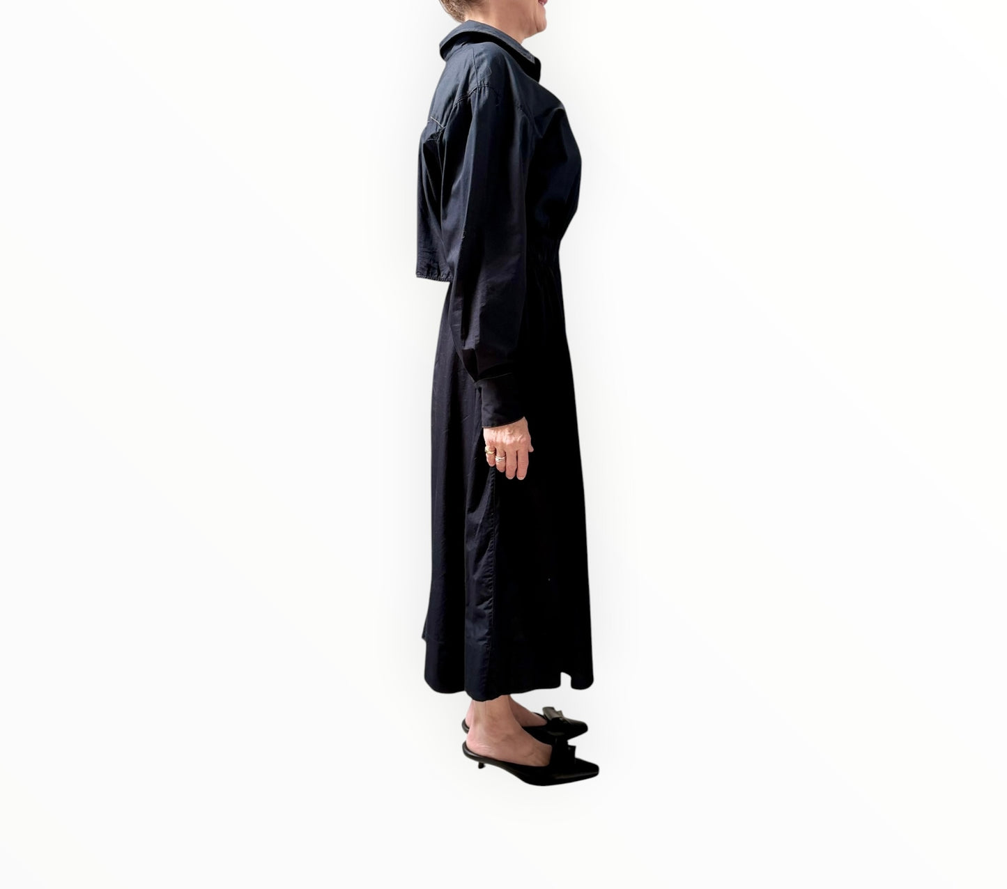 Bassike Constrast Stitch Dress - Black/Beige - Size 0