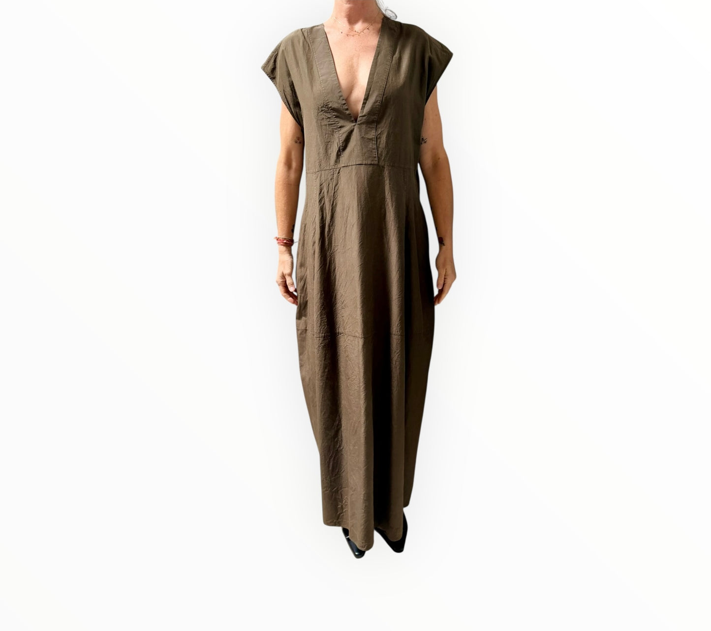 Lee Mathews Deep V Tank Dress - Dark Khahi - Size 5