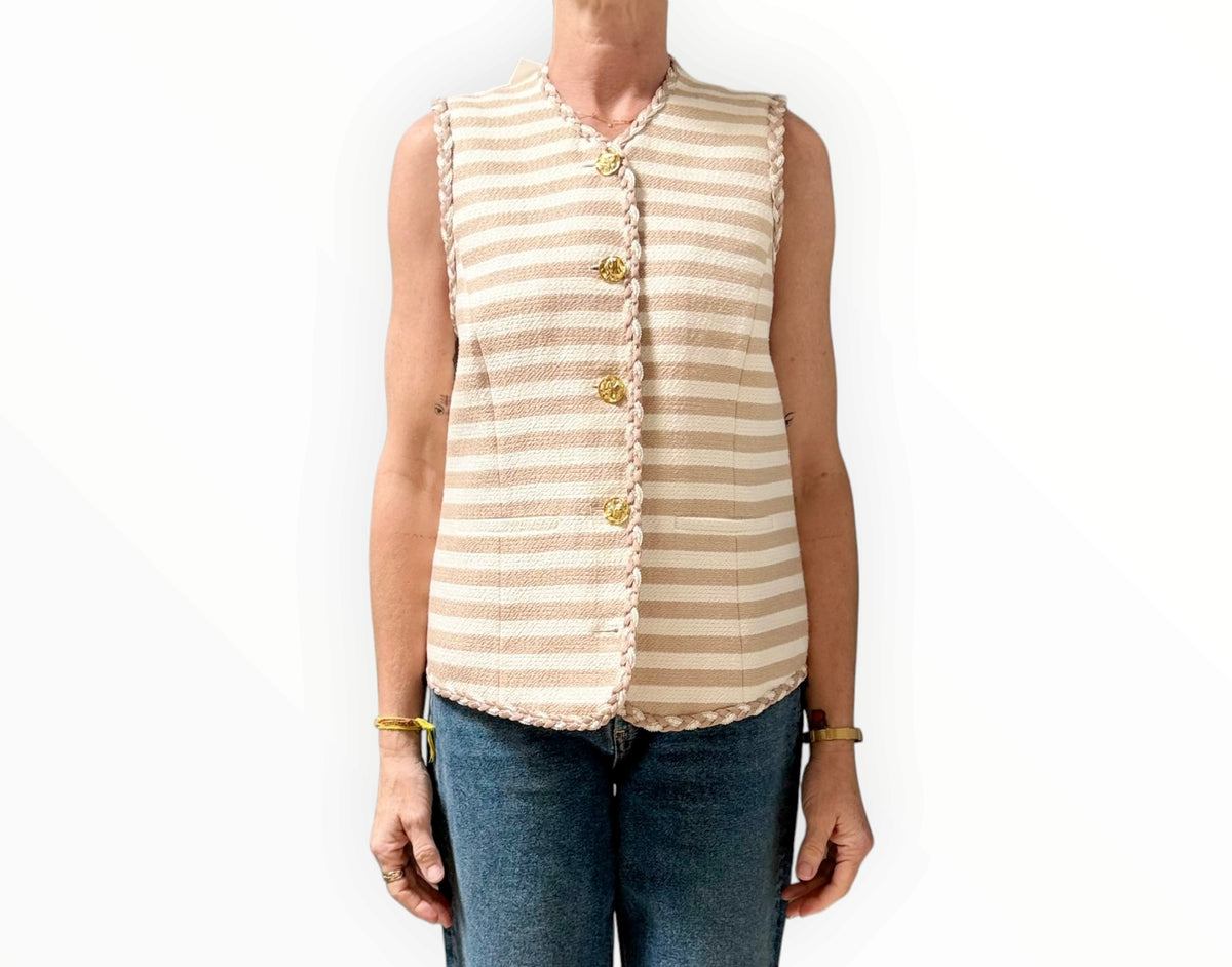 Rebecca Valance Maurice Vest - Tan Stripe - Size AU6