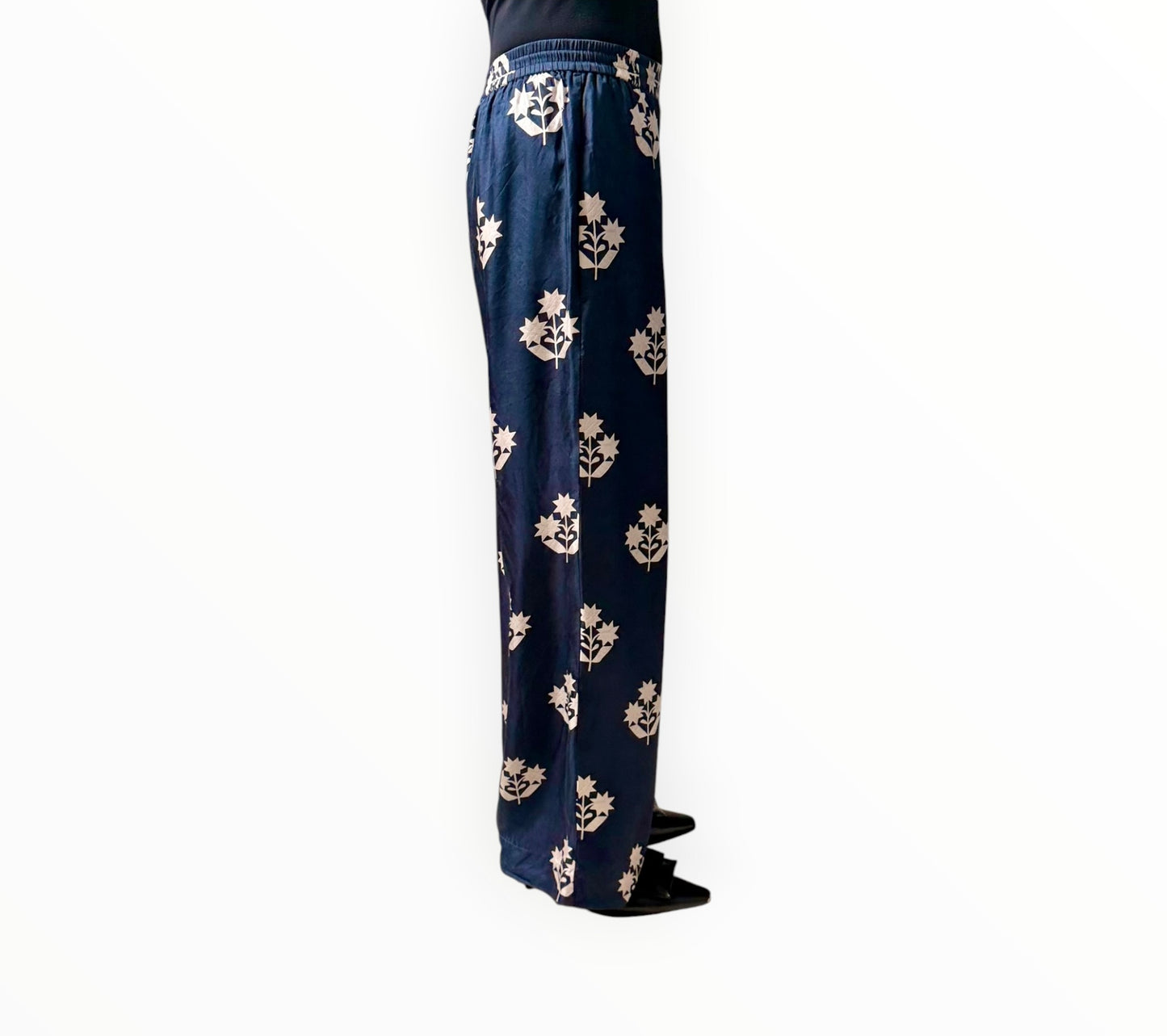 Oroton Graphic Print Pants - Navy/Cream - Size 8