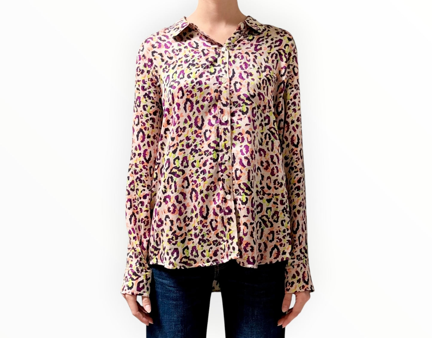 Rails Cheetah Silk Print Shirt - Multi - Size L
