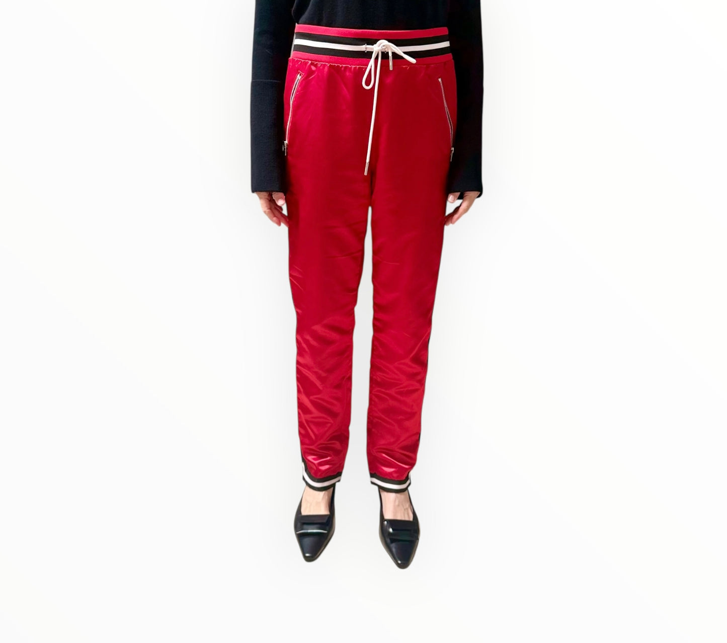 Kith x Mitchell & Ness Satin Warm-Up Pants - Red - Size S