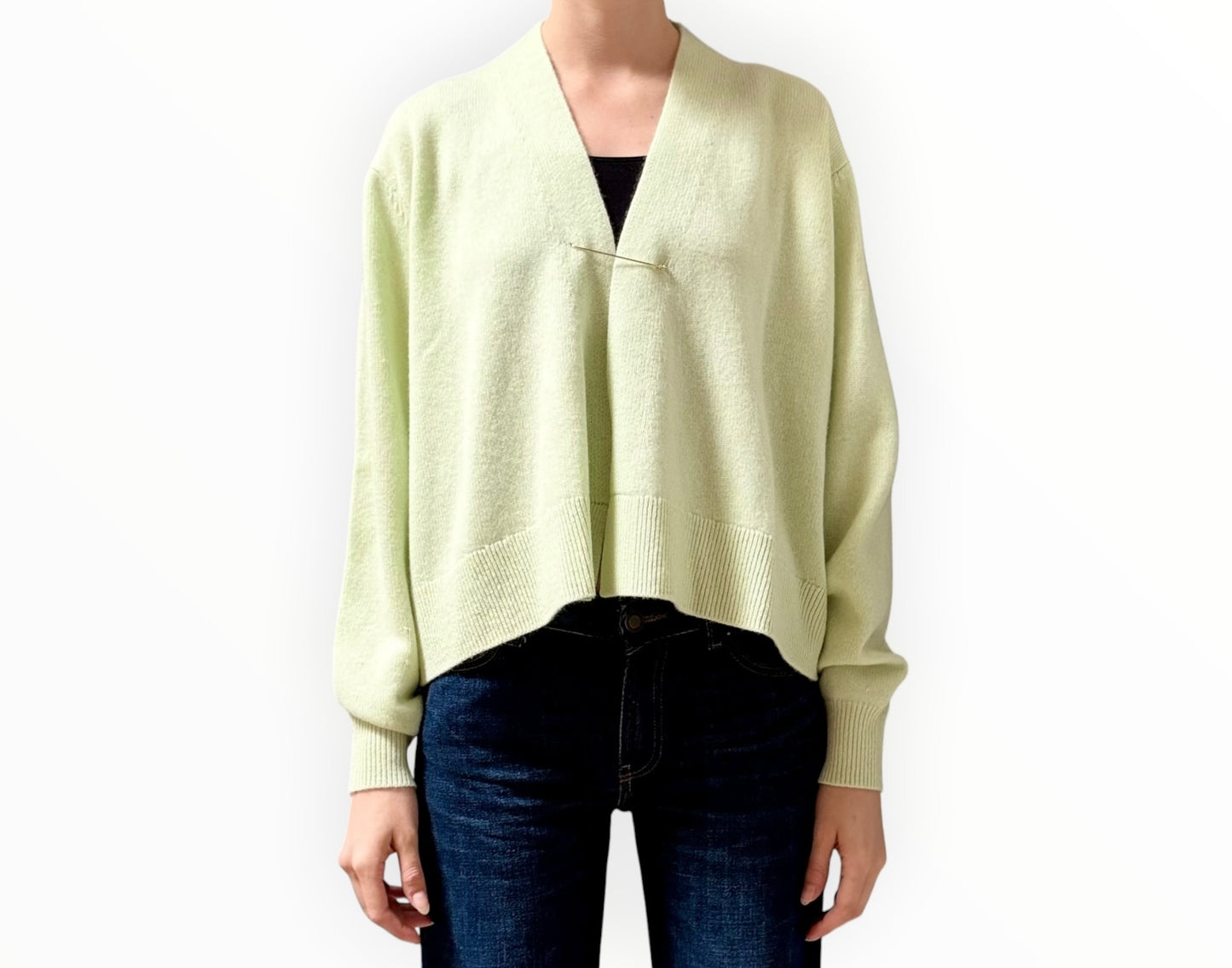 Scanlan Theodore Pin Detail Cashmere Cardigan - Pale Mint - Size S