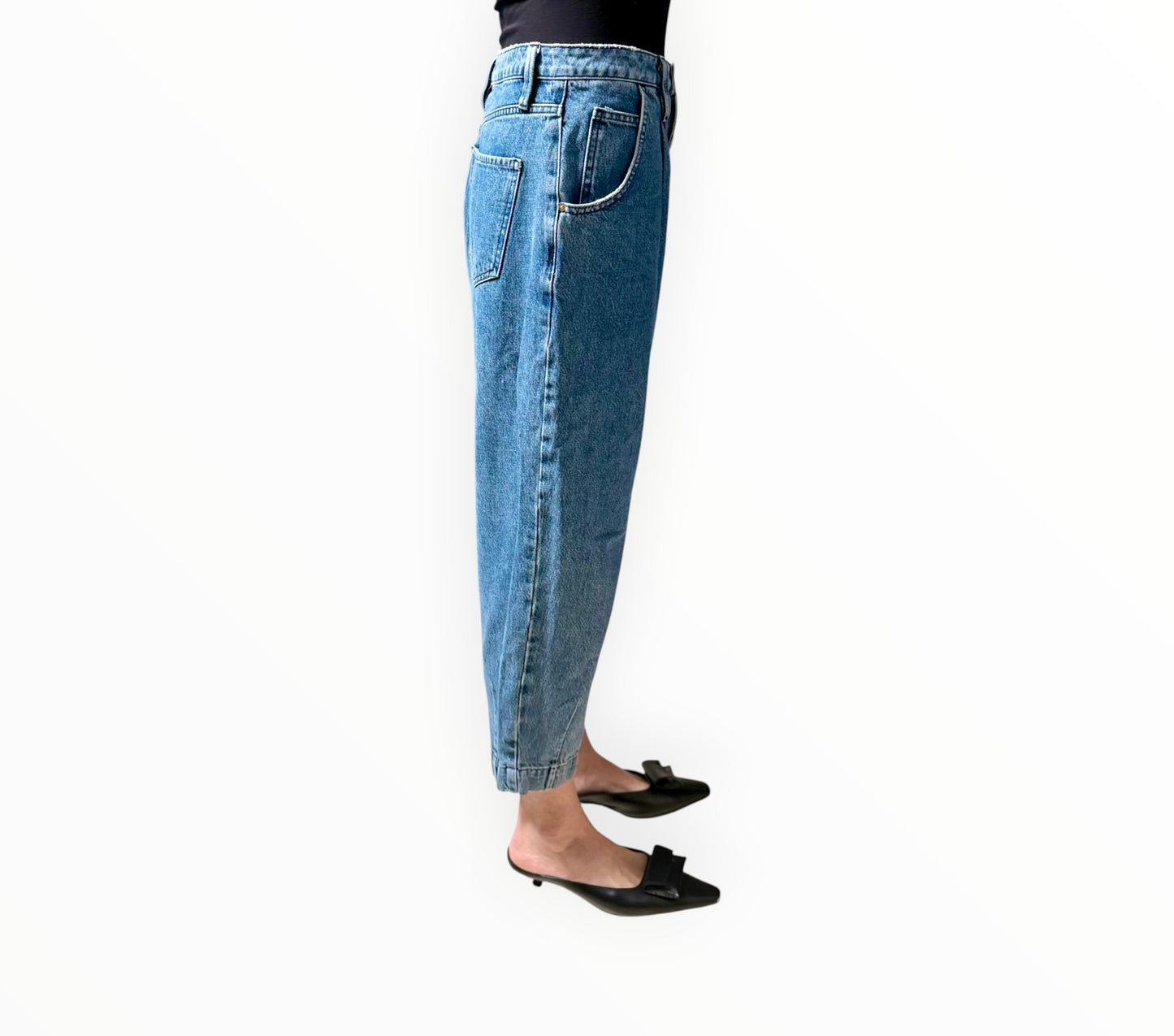 Frame Barrel Leg Jeans - Blue - Size 31