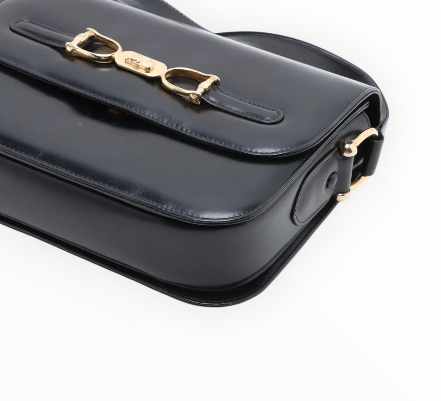 Celine Horse Carriage Clasp Crossbody Bag - Black - Size W24cm x H17.5cm x D6.5cm