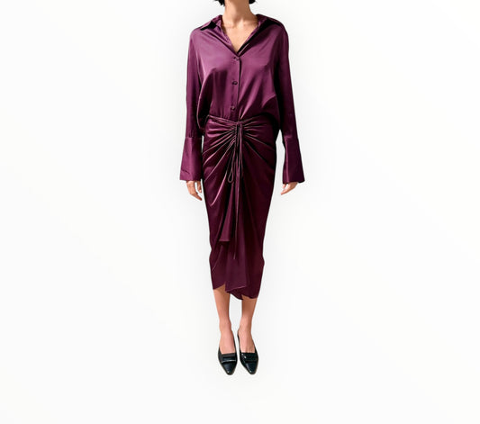 Bianca Spender Tie Front Skirt and Shirt - Aubergine - Size 1