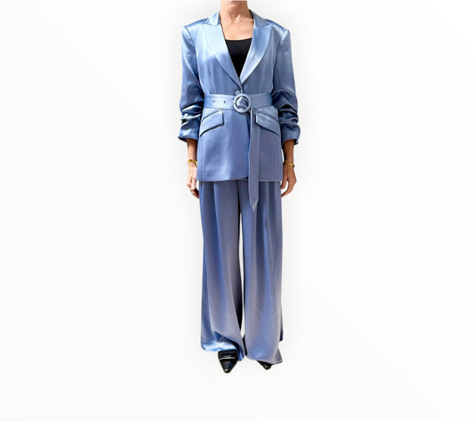 RT006241 - Cinq A Sept Satin Jacket + Pants- Deep Sky - Size AU8