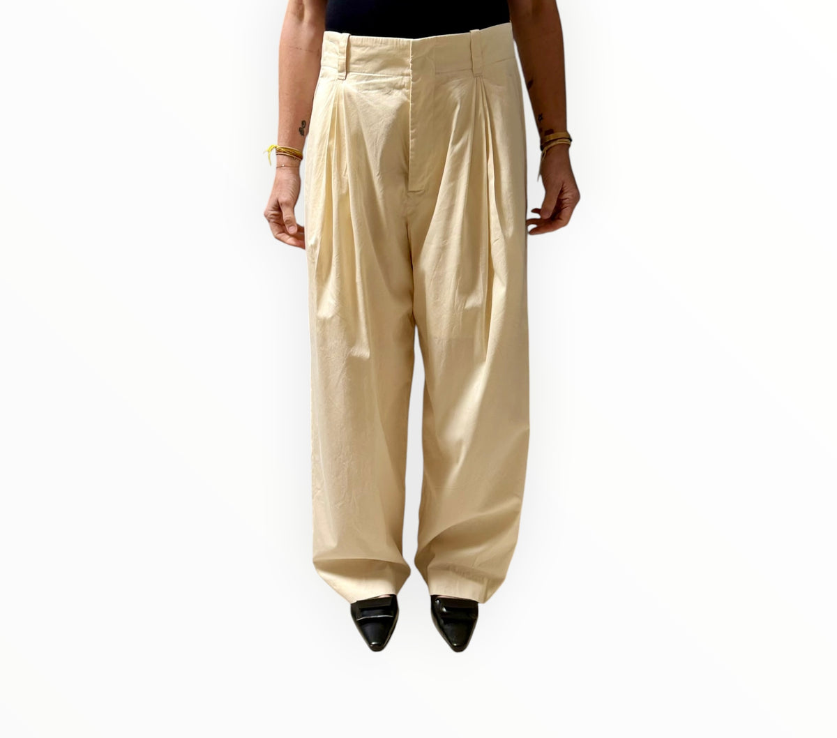 RT006445 - Bottega Veneta One Pleat Front Pants - Lemon - Size 40